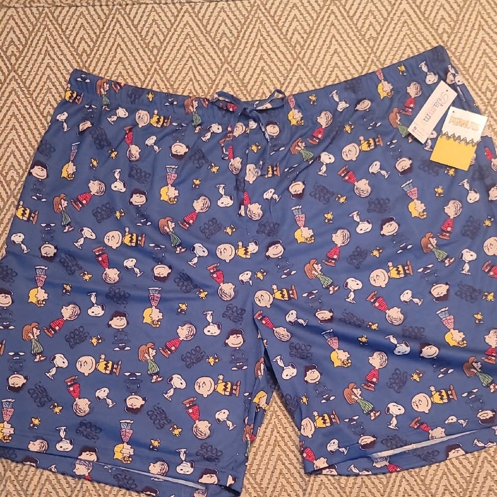 Peanuts Character Print Blue Board Shorts